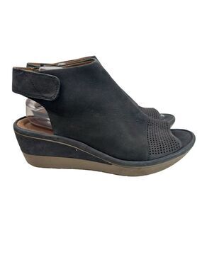 Clarks Unstructured Wynnmere Abie Grey Wedge Sandals Size 10 Cushioned Shoes